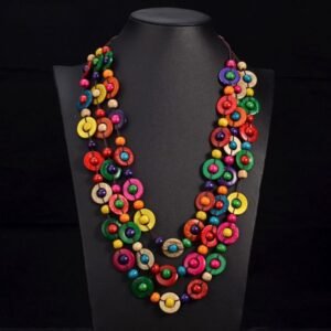 Ethnic necklace of multilayered beads bohemian style