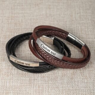 Braided and personalized leather bracelet for men